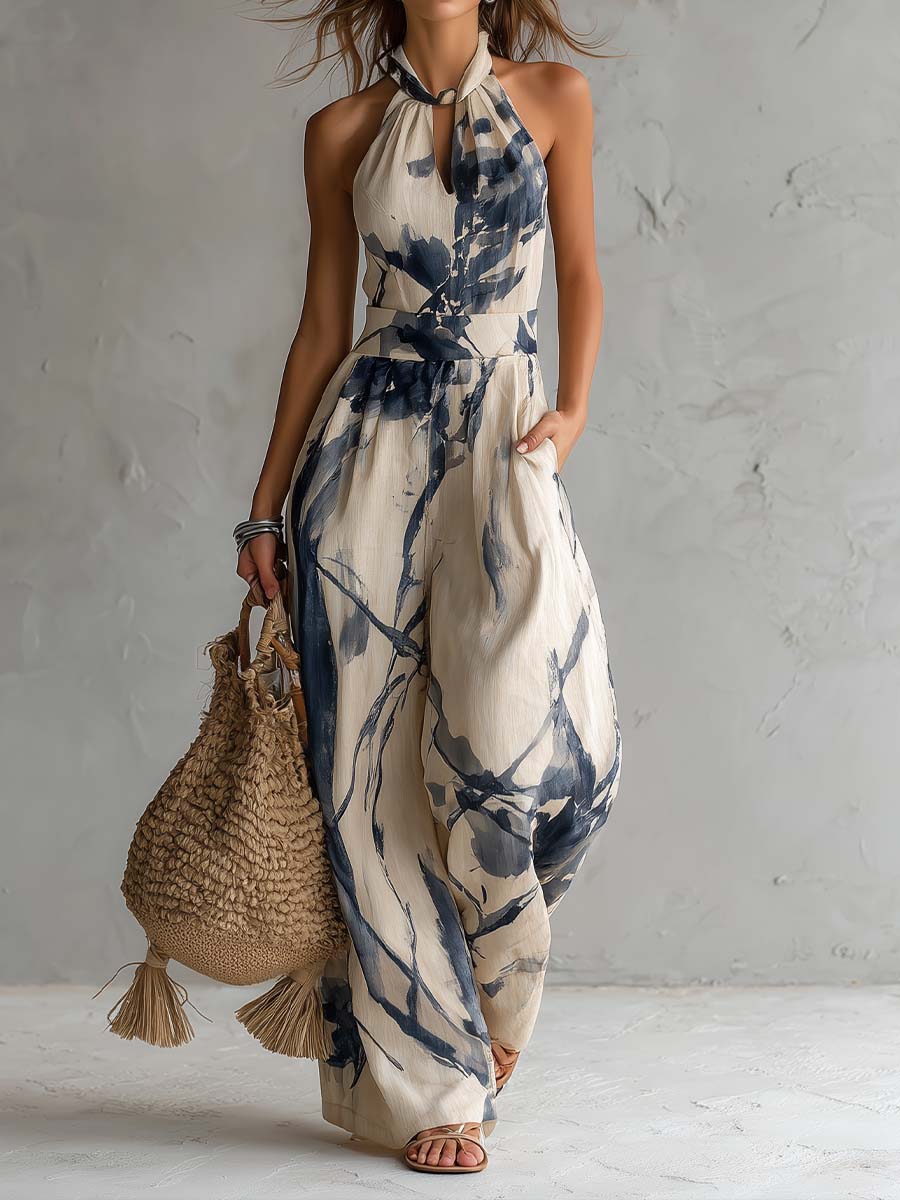 KATE | INK PRINT HALTER JUMPSUIT