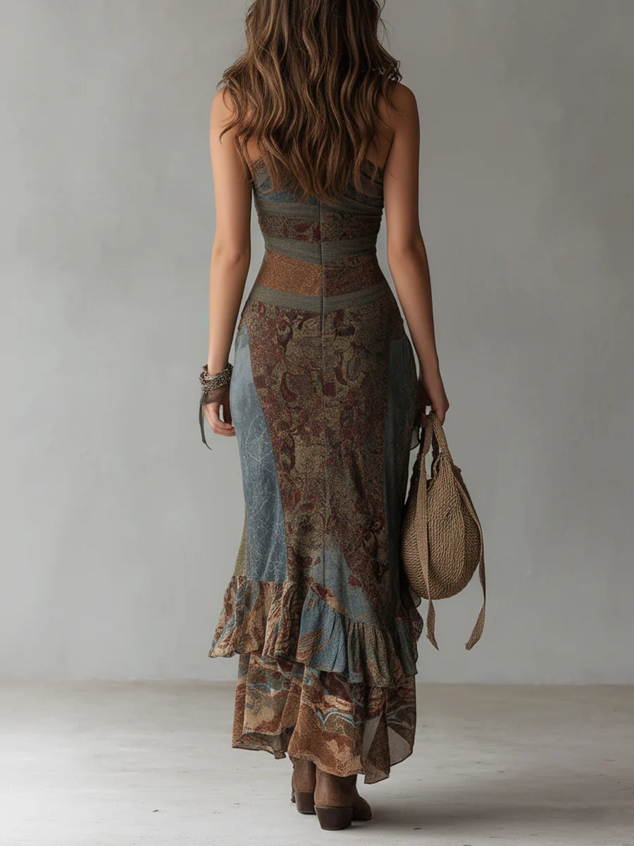 DAKOTA | OFF-SHOULDER ETHNIC PRINT MAXI DRESS