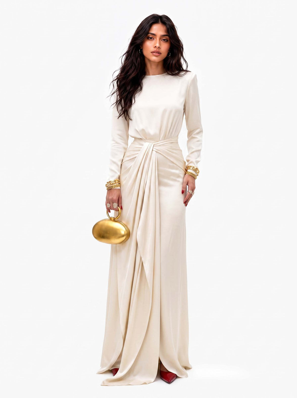 VALERIE | DRAPED SATIN MAXI DRESS