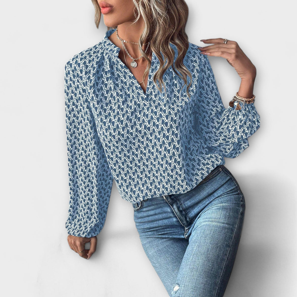 RELAXIVA - PATTERNED ELEGANT-SLEEVE SHIRT