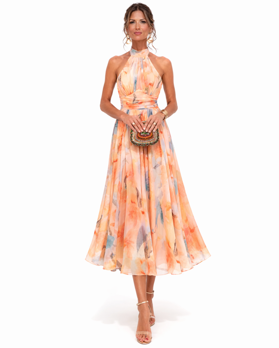 AURELIA | HALTER NECK WATERCOLOUR DRESS