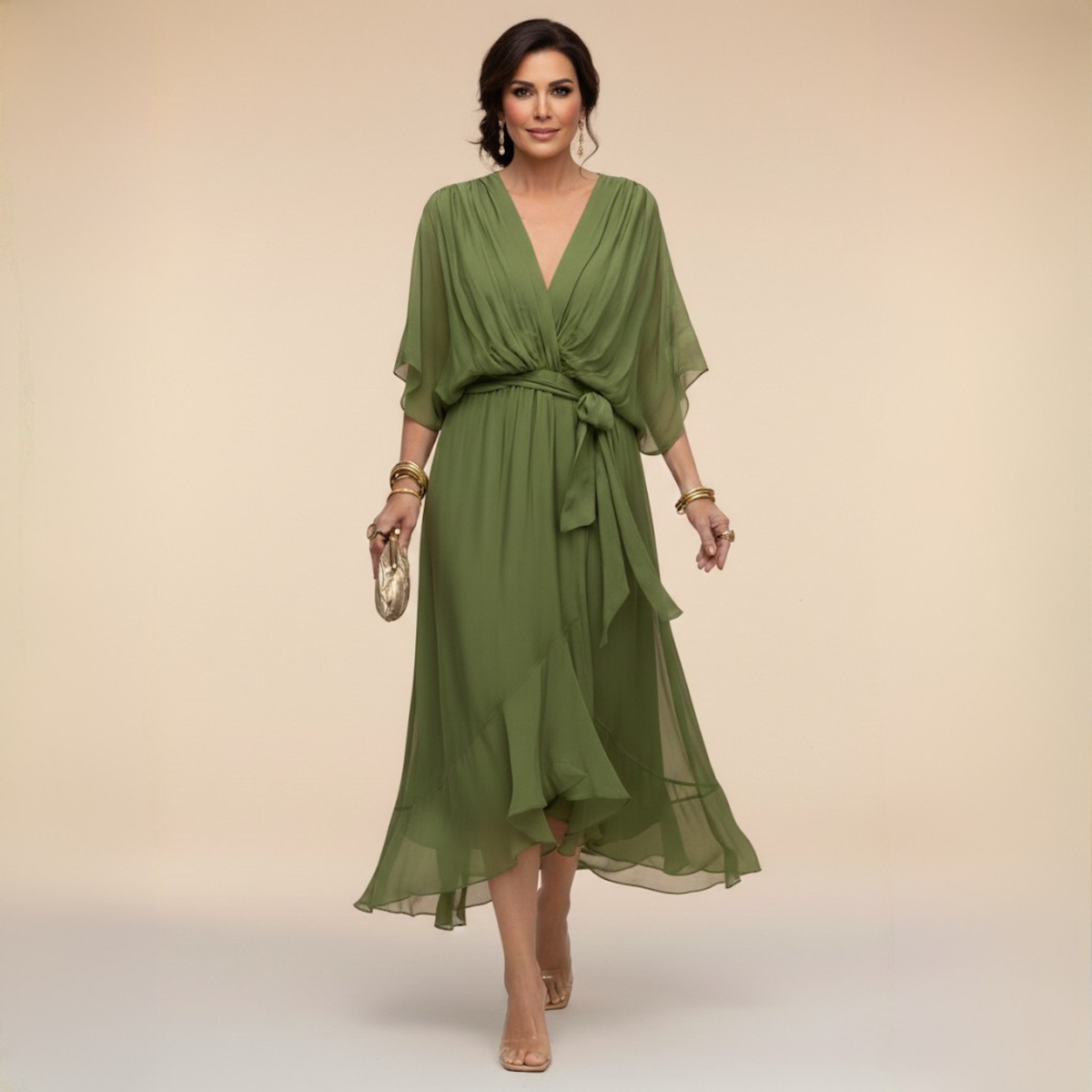 LERATO | ELEGANT MIDI DRESS WITH V-NECK