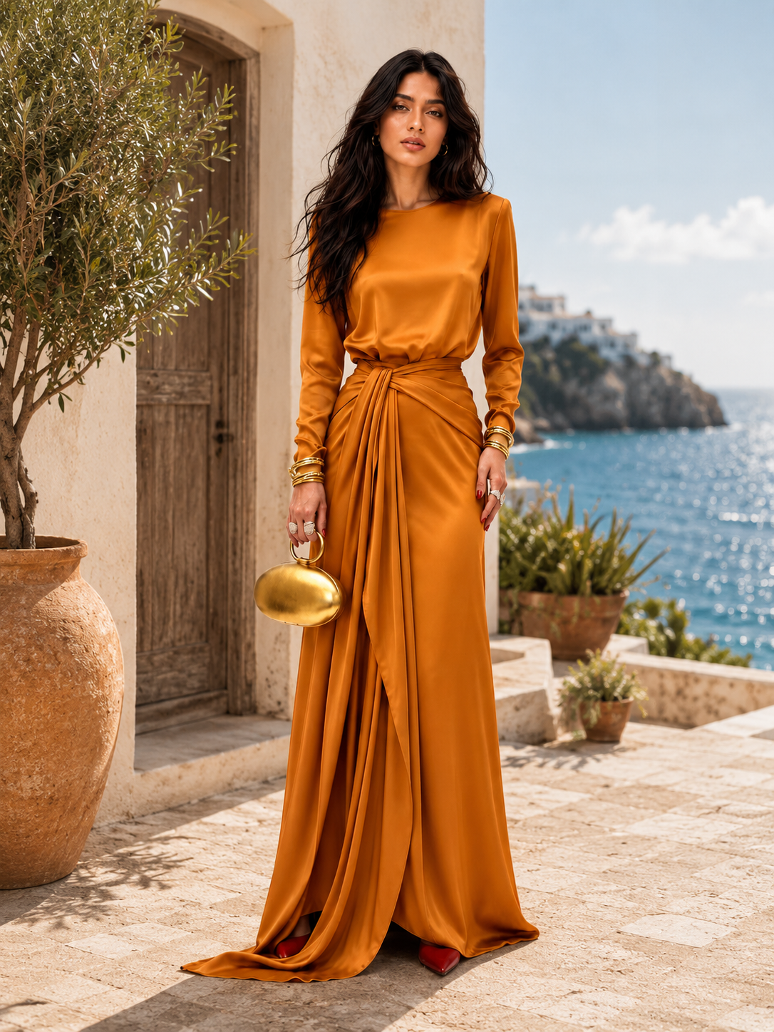VALERIE | DRAPED SATIN MAXI DRESS