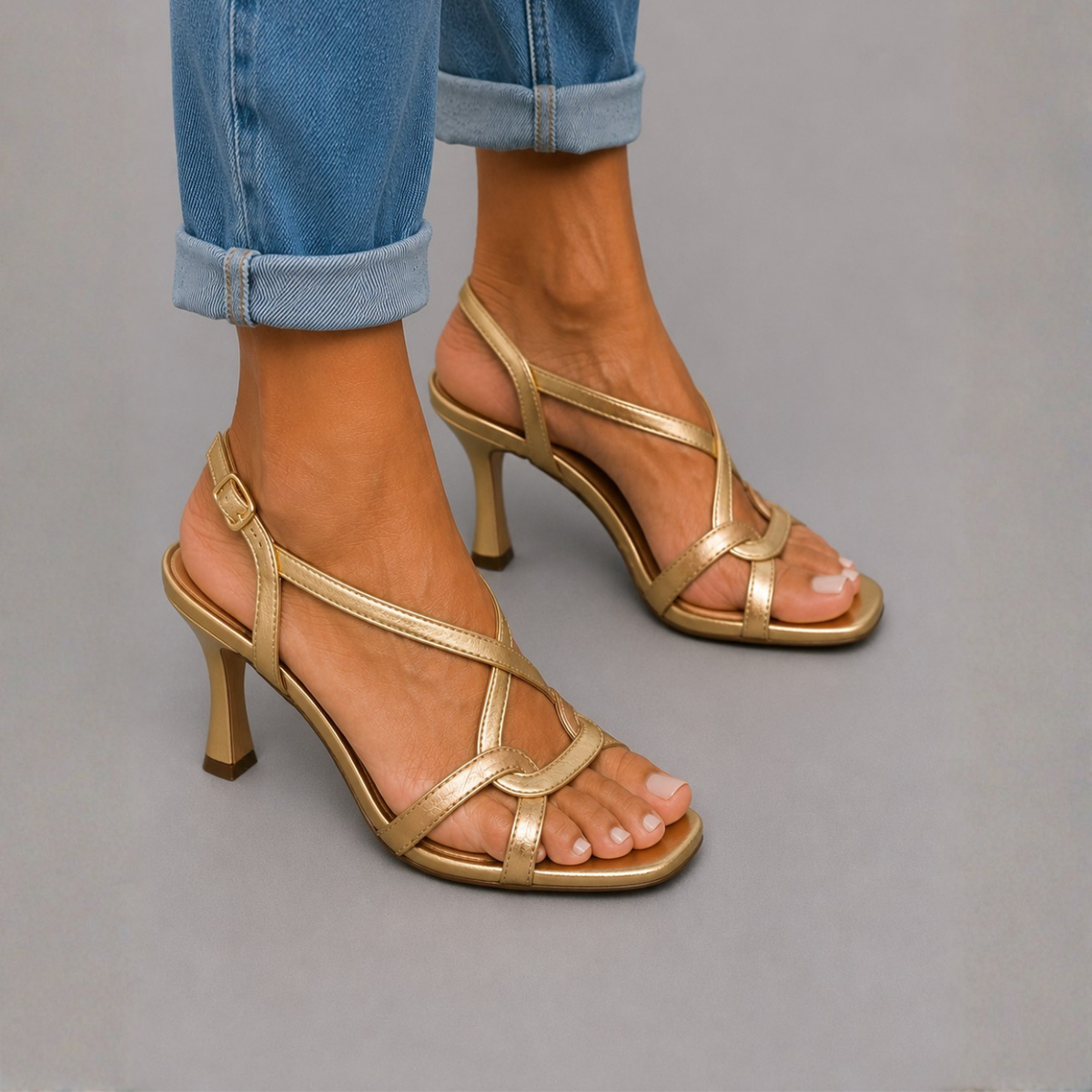 SOLEIL | GOLDEN STRAPPY SANDALS