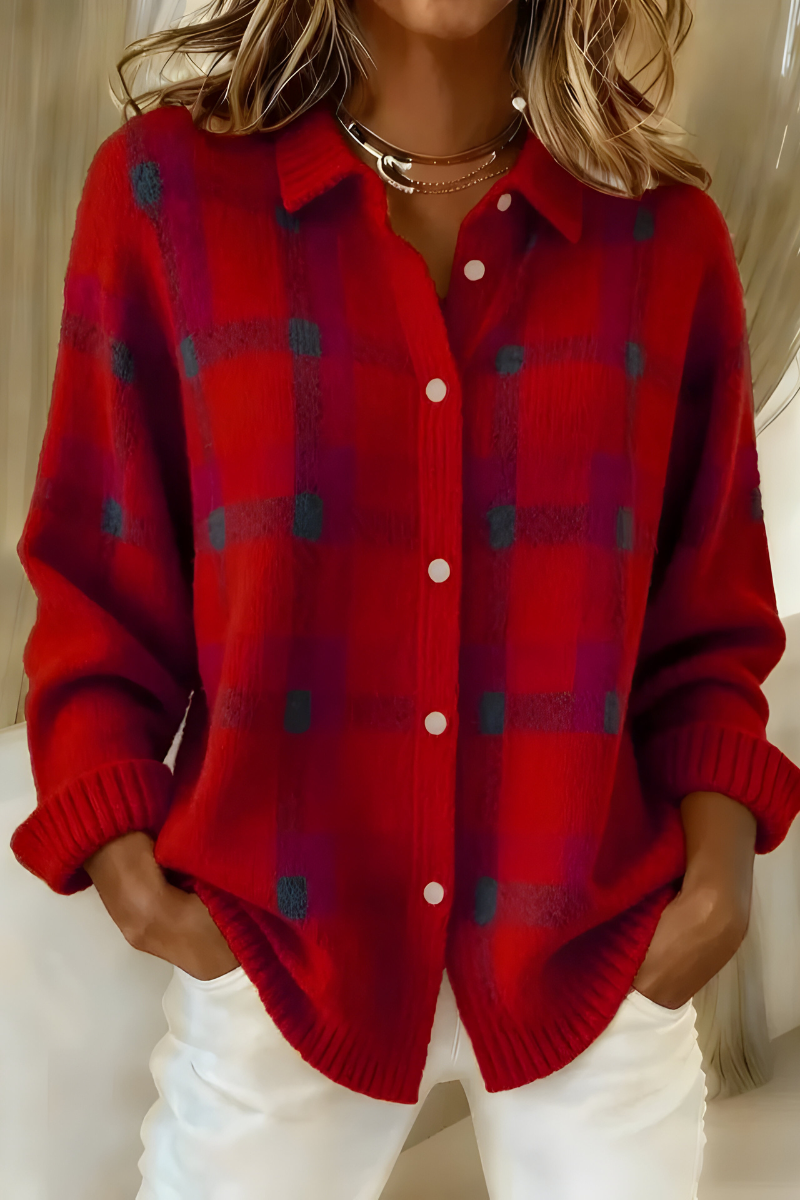 UGNÄ– - SOFT KNIT SHIRT WITH CHECKERED PATTERN