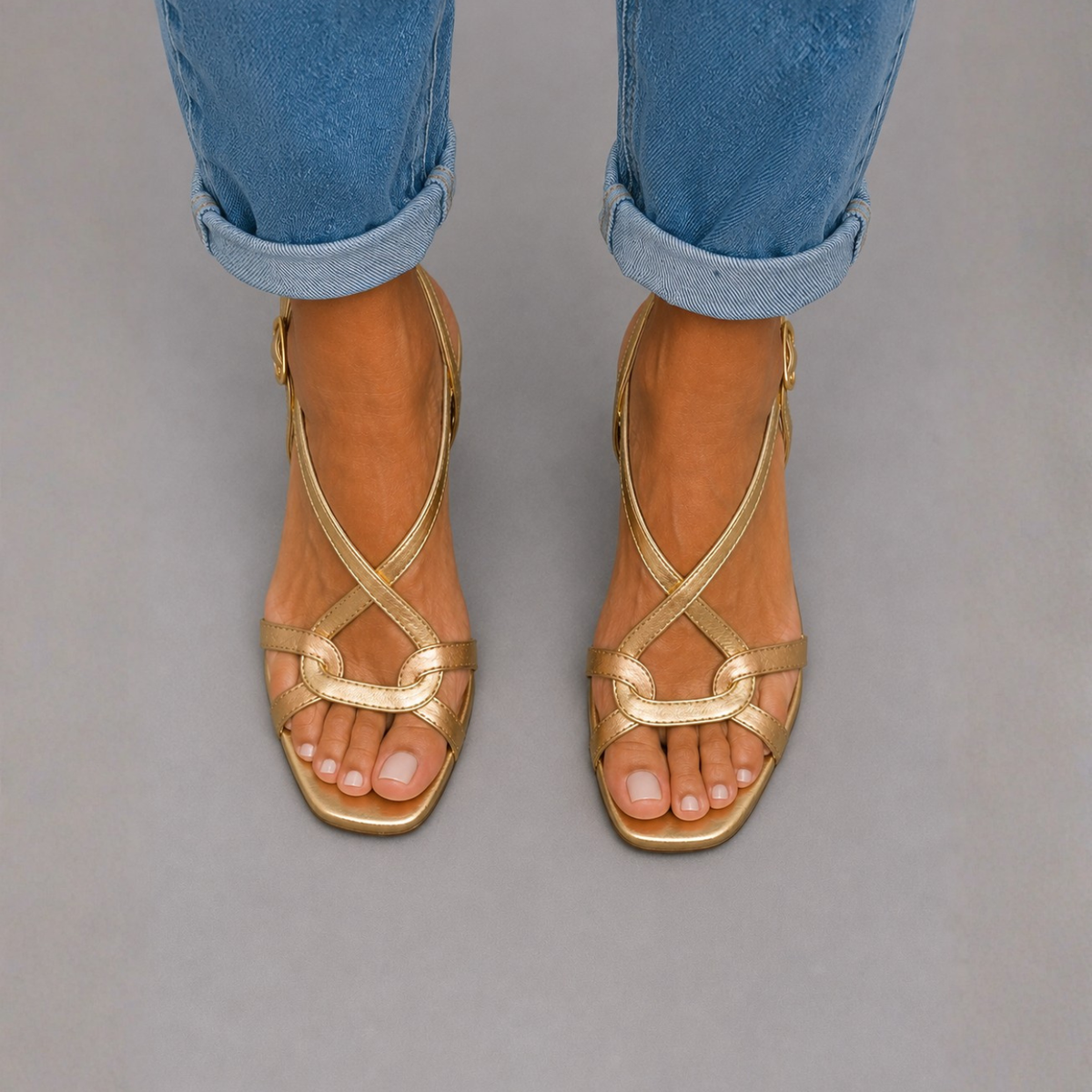 SOLEIL | GOLDEN STRAPPY SANDALS