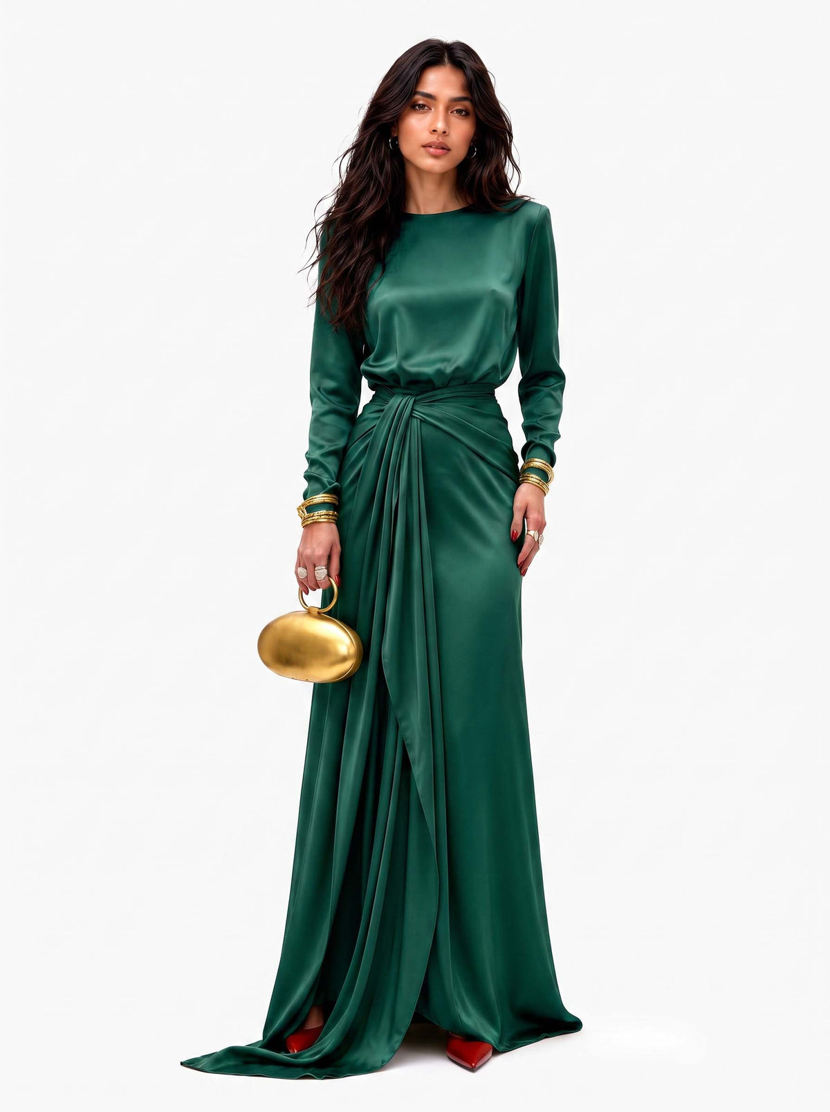 VALERIE | DRAPED SATIN MAXI DRESS