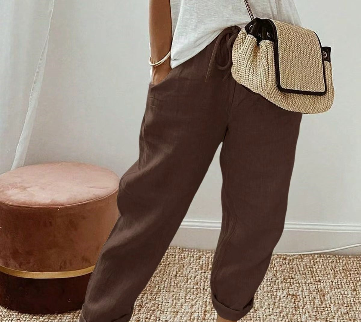HINE | COTTON LINEN RELAXED TROUSERS