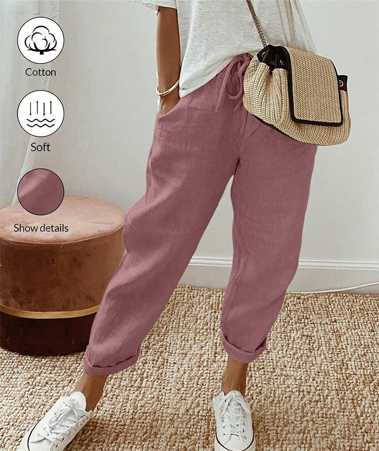 HINE | COTTON LINEN RELAXED TROUSERS