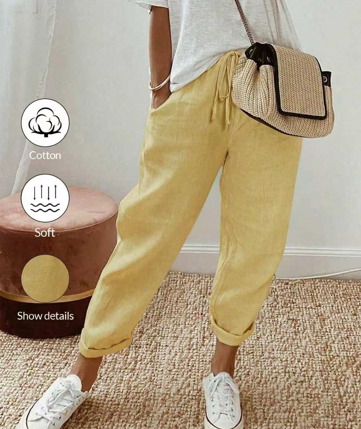 HINE | COTTON LINEN RELAXED TROUSERS
