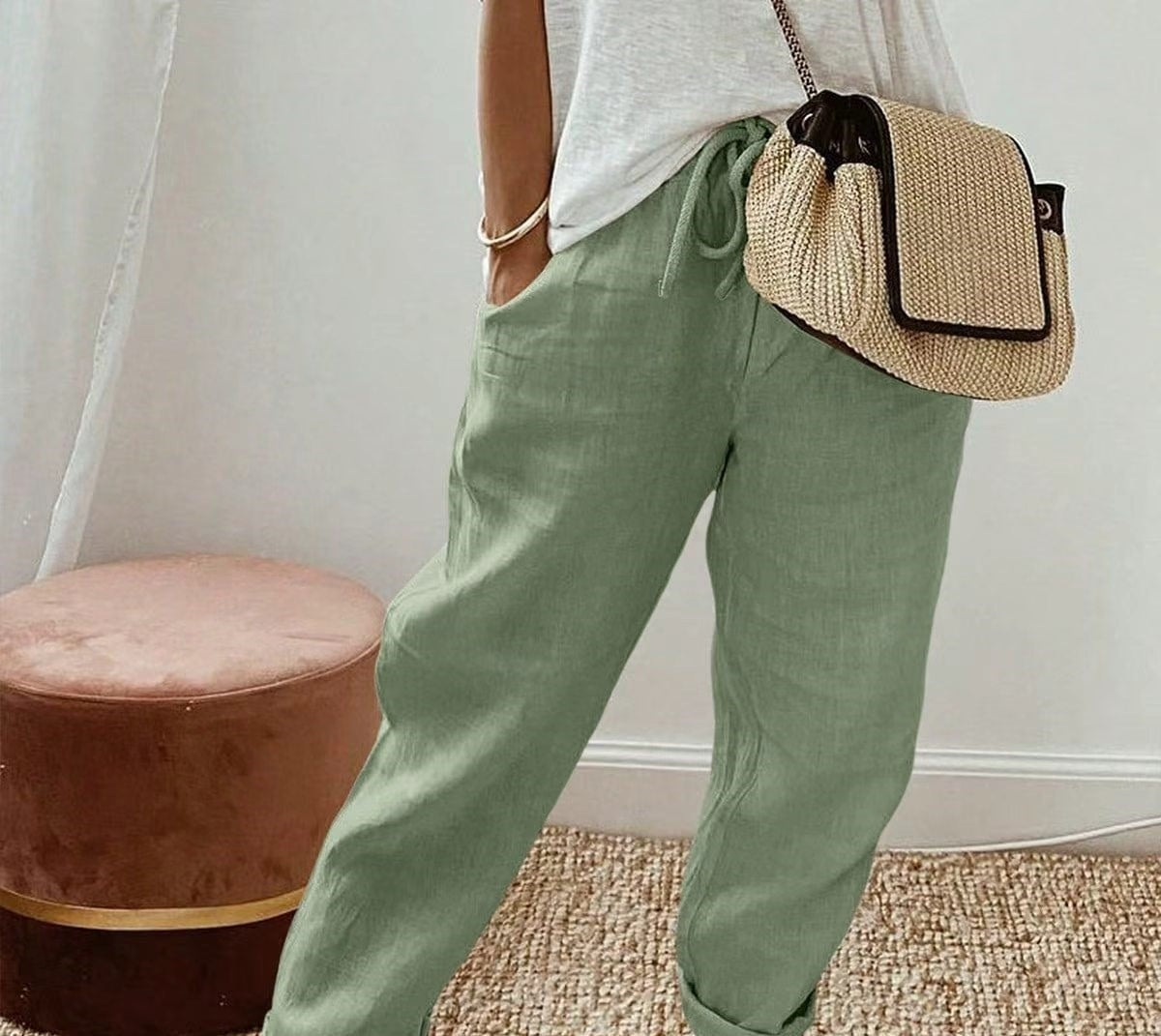 HINE | COTTON LINEN RELAXED TROUSERS