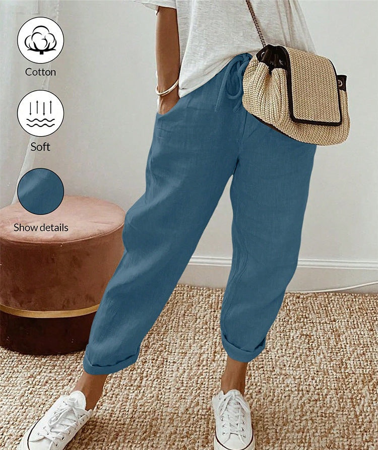 HINE | COTTON LINEN RELAXED TROUSERS