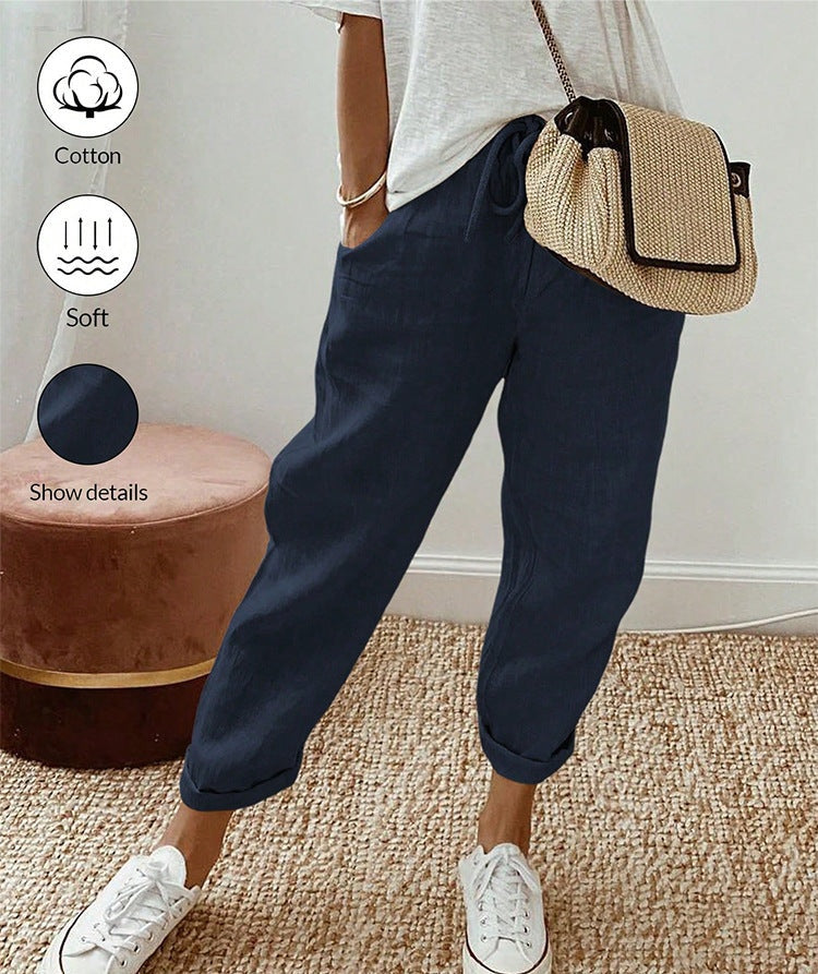HINE | COTTON LINEN RELAXED TROUSERS
