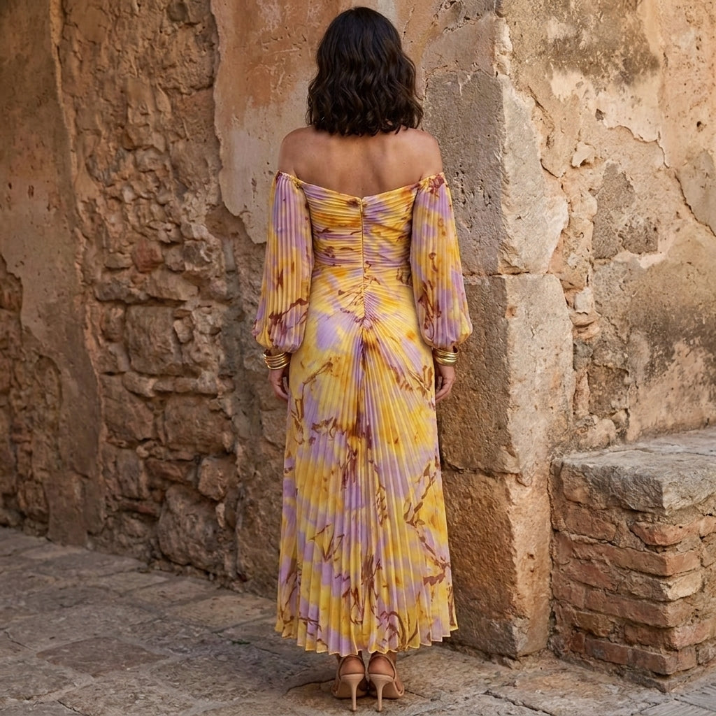 GREGORIA | FLORAL MAXI DRESS WITH DEEP NECKLINE
