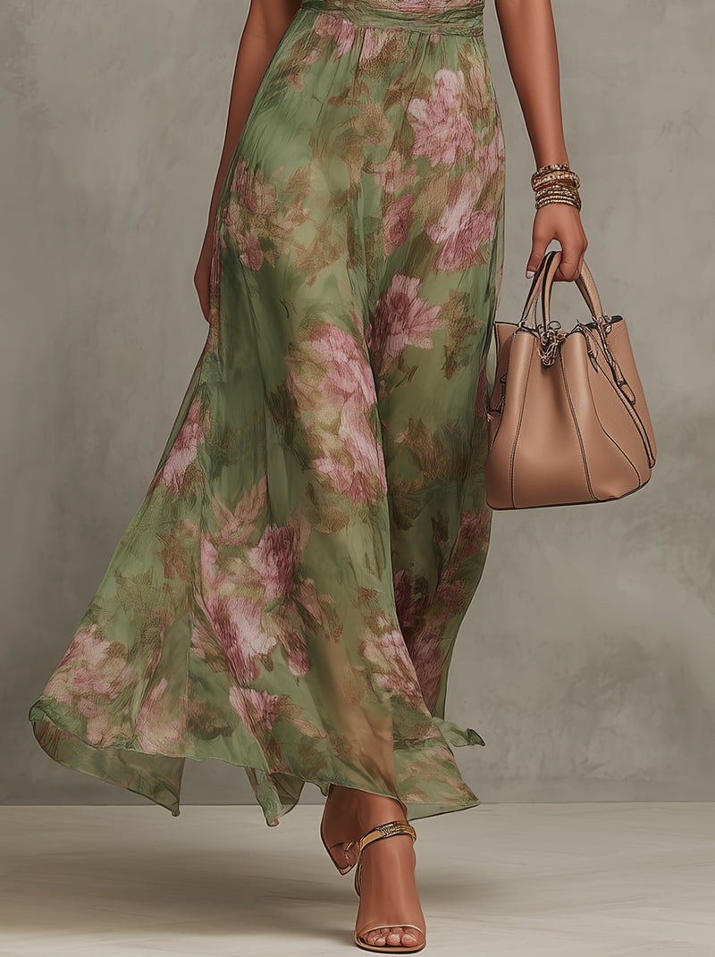 LIDIA | FLORAL MAXI HALTER DRESS