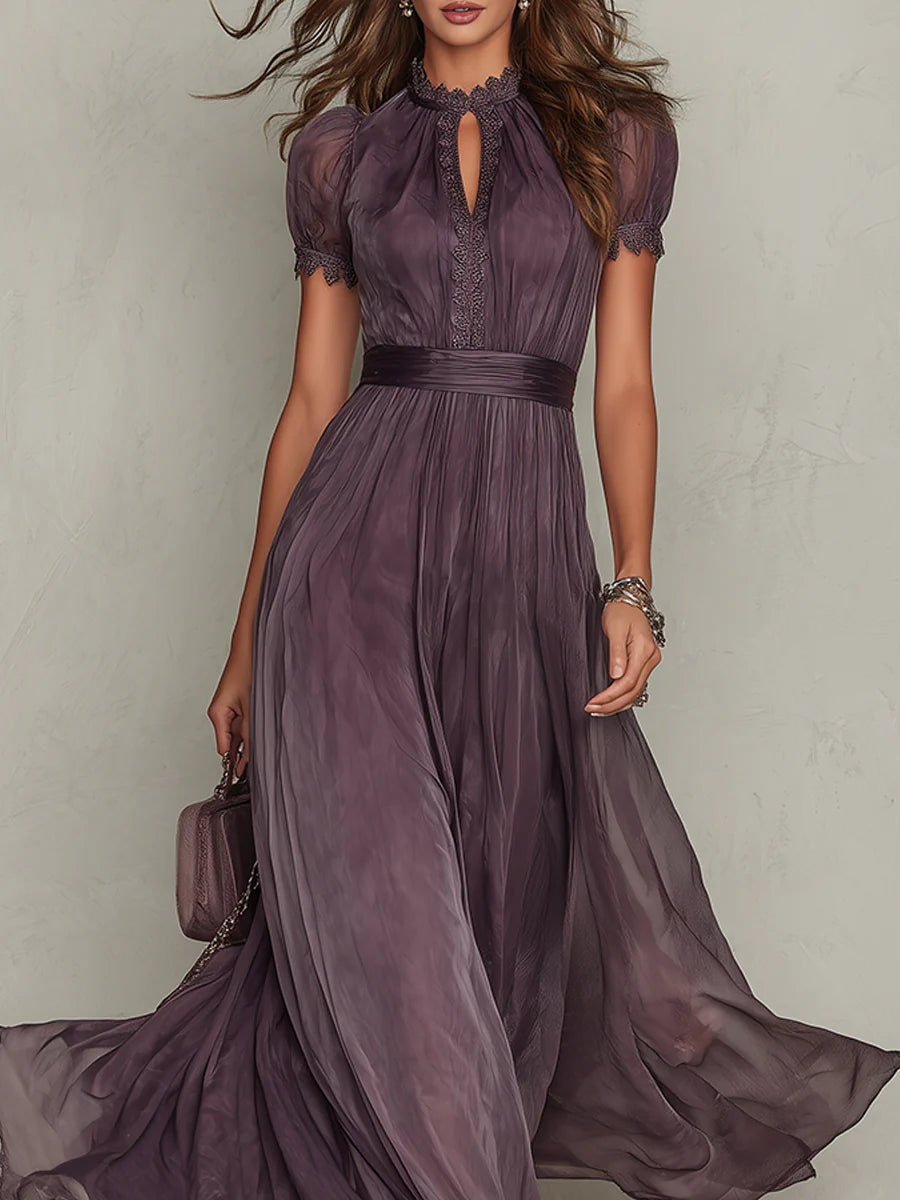GEORGIA | PURPLE KEYHOLE CHIFFON MAXI DRESS