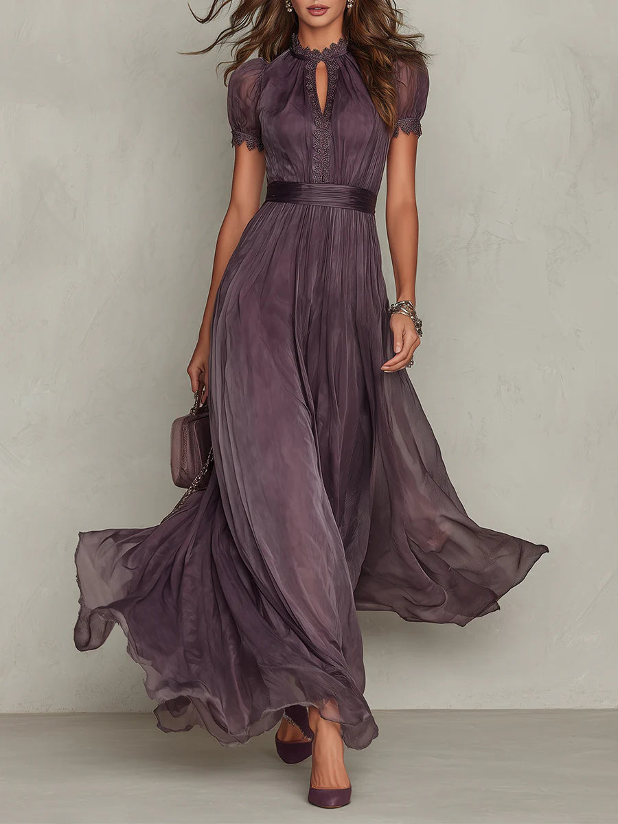 GEORGIA | PURPLE KEYHOLE CHIFFON MAXI DRESS