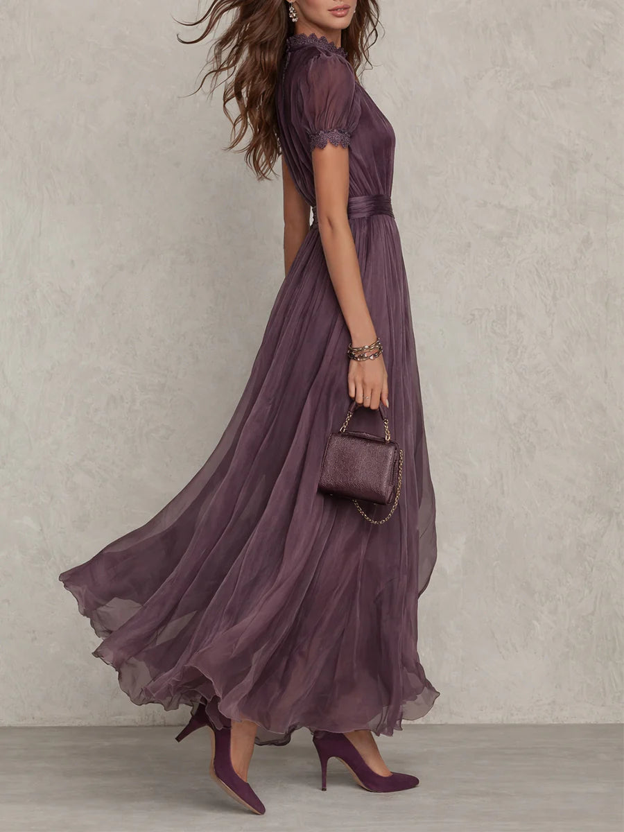 GEORGIA | PURPLE KEYHOLE CHIFFON MAXI DRESS
