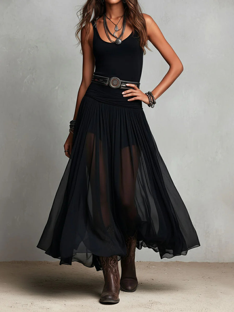 HOLLY | BLACK TOP & TULLE MAXI SKIRT