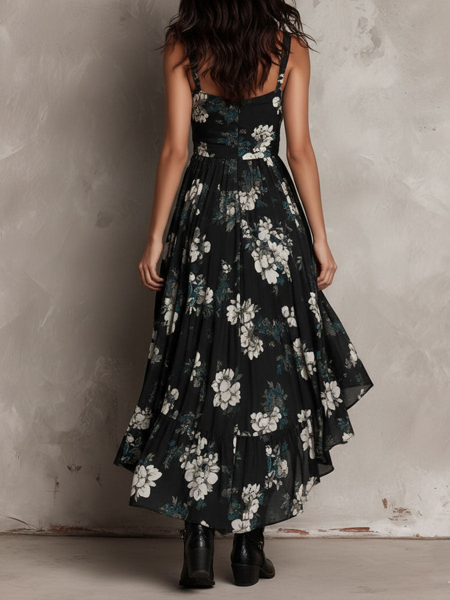 NANDI | BLACK FLORAL PRINT MAXI DRESS