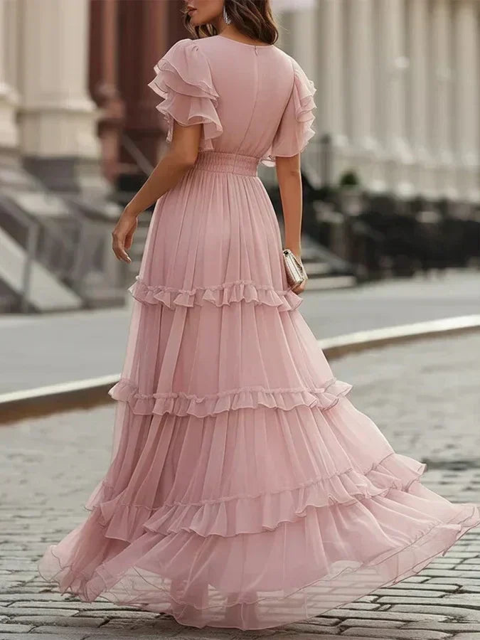 ROSALIA | POWDER PINK TIERED MAXI DRESS