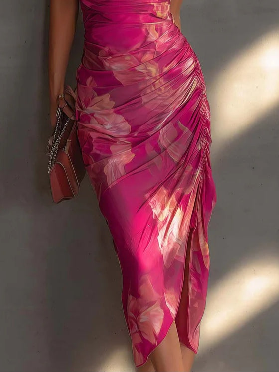 TESSA | FUCHSIA FLORAL BODYCON DRESS