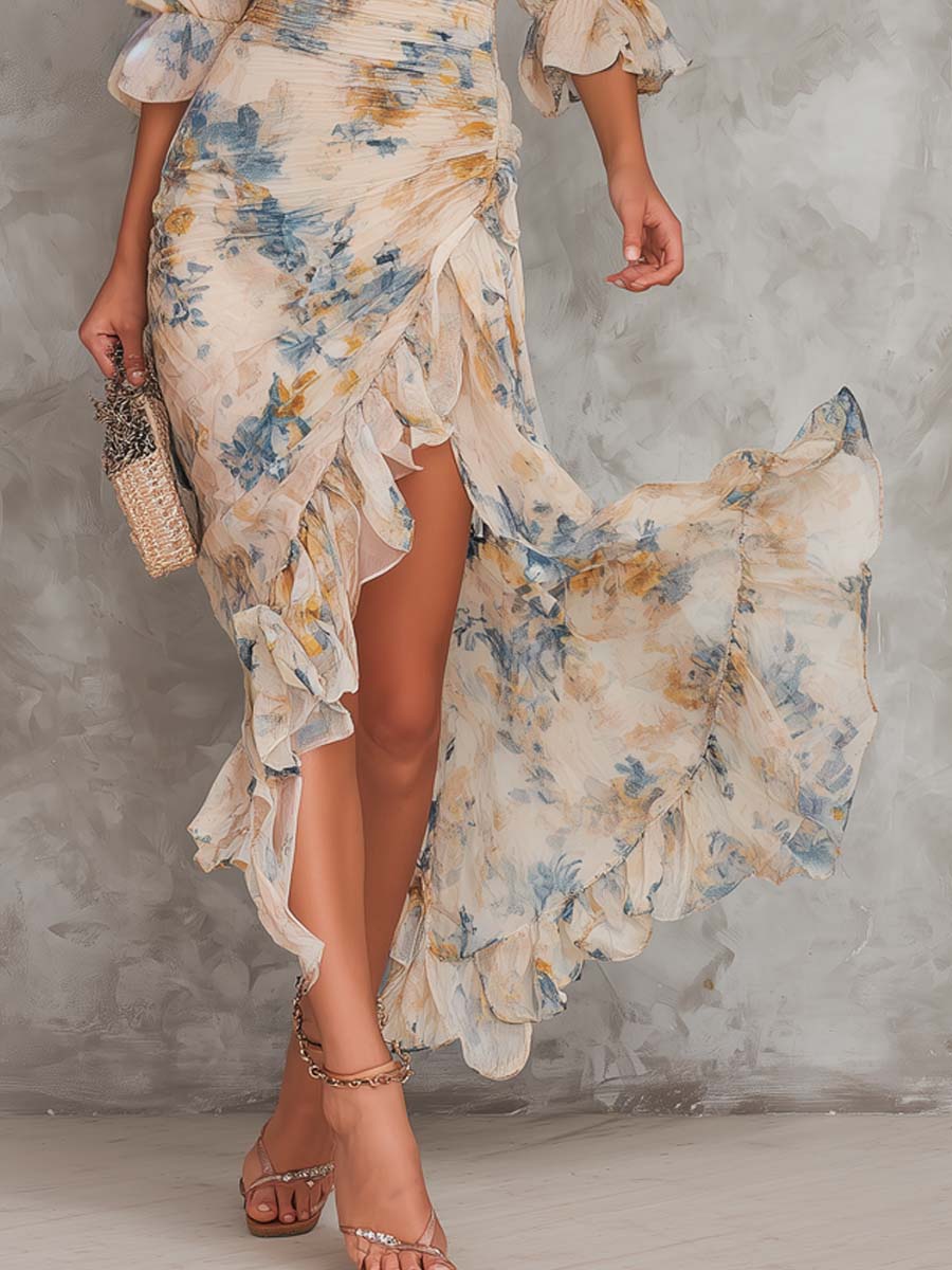 MAYA | FLORAL CHIFFON MAXI DRESS