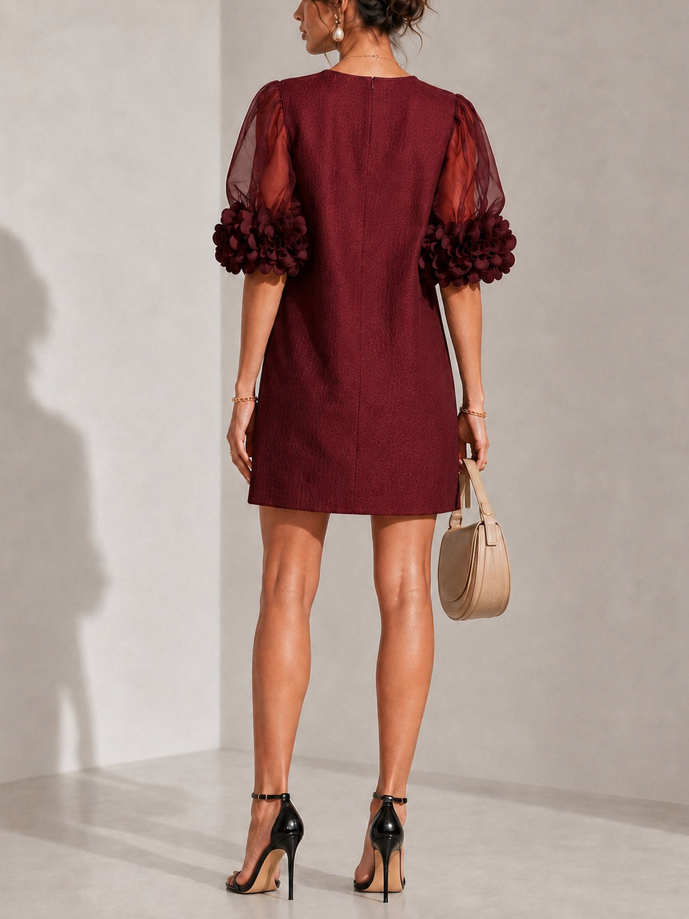 ANA | TRANSPARENT SLEEVE FLOWER CUFF DRESS