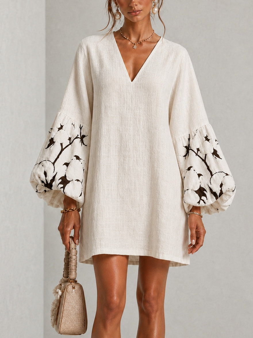 CAROLINA | PRINTED BALLOON SLEEVE MINI DRESS