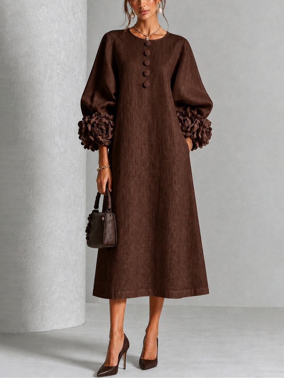 CECĂLIA | APPLIED FLOWER MIDI DRESS