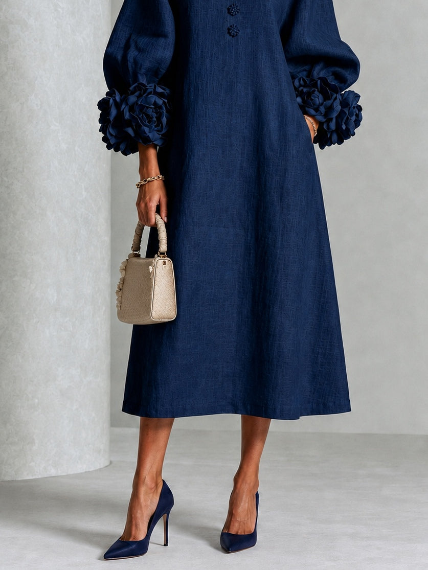 AURORA | RUFFLED CUFF MIDI DRESS