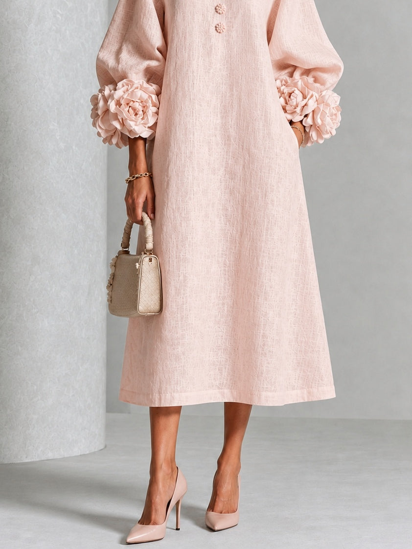 BÁRBARA | LONG PUFF SLEEVE FLORAL MIDI DRESS