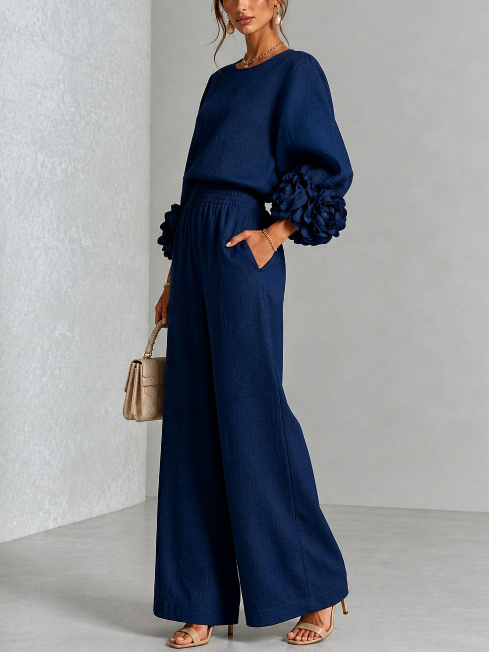 ANTONELA | FLORAL CUFF WIDE LEG TROUSER SET