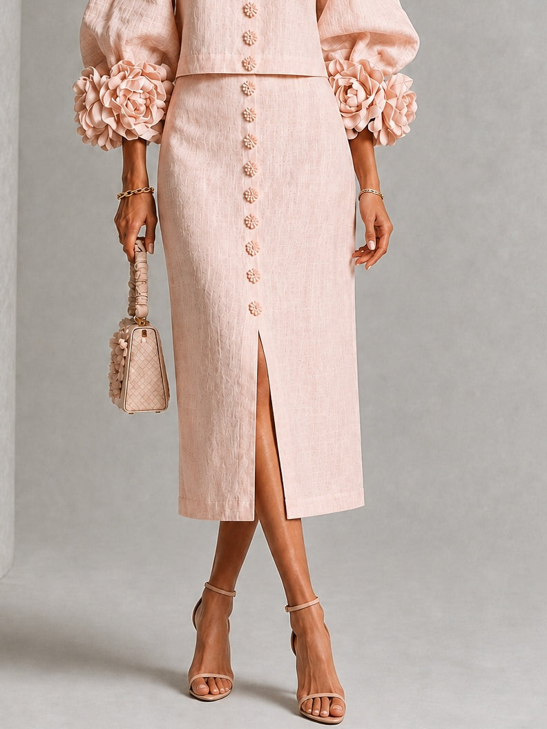 ALICIA | CROPPED BLOUSE & MIDI SKIRT SET