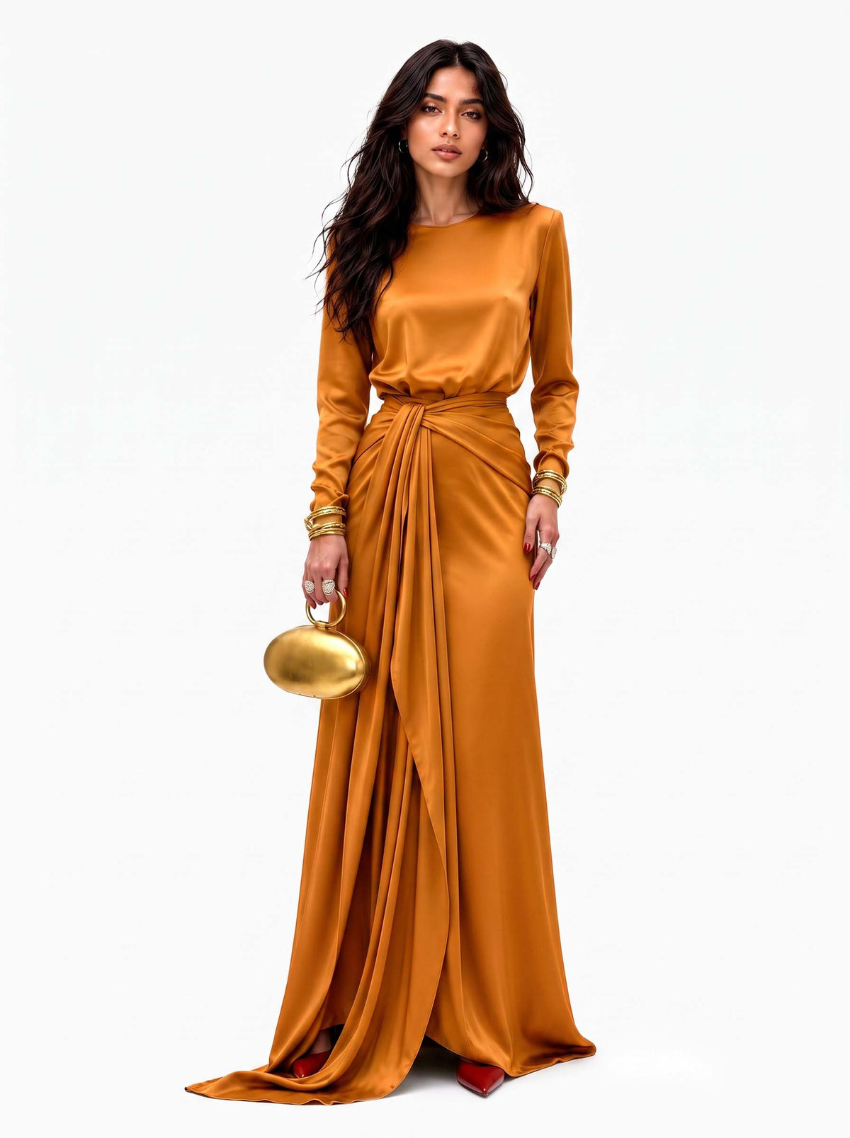 VALERIE | DRAPED SATIN MAXI DRESS