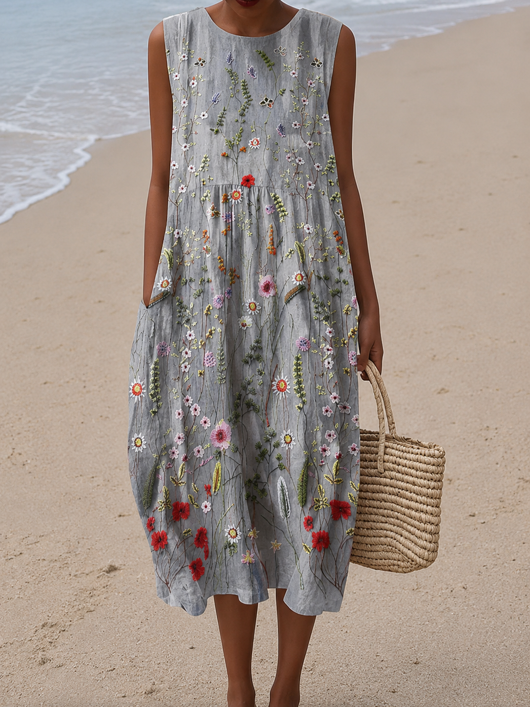 AGNES | RED WILDFLOWER MIDI DRESS