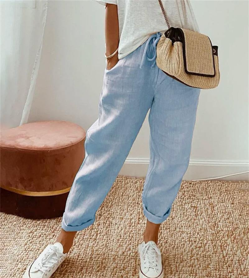 HINE | COTTON LINEN RELAXED TROUSERS
