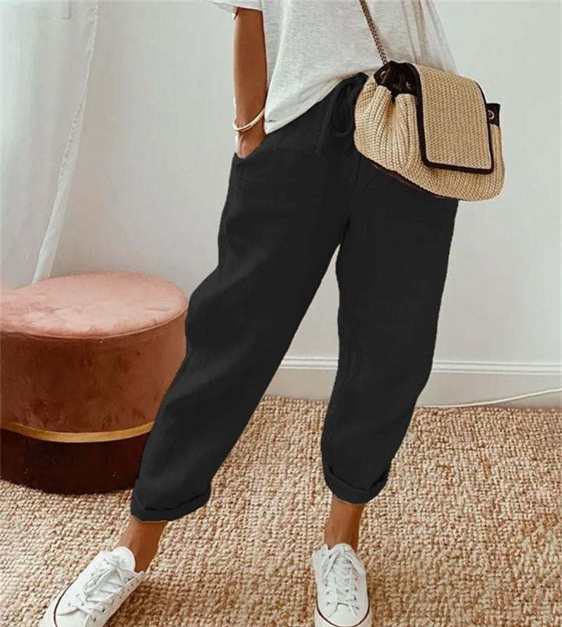 HINE | COTTON LINEN RELAXED TROUSERS