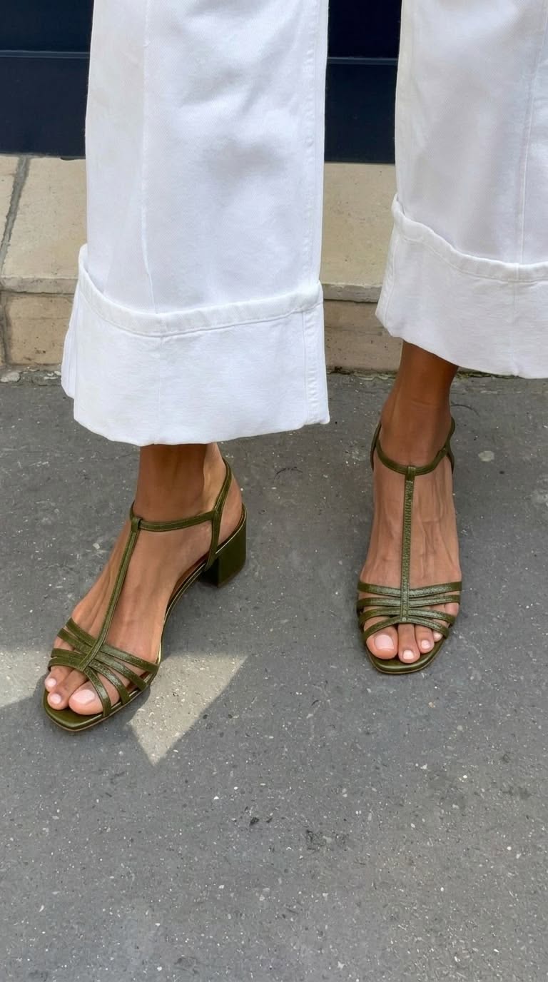 ALLEGRA | GOLDEN LOW HEEL SANDALS