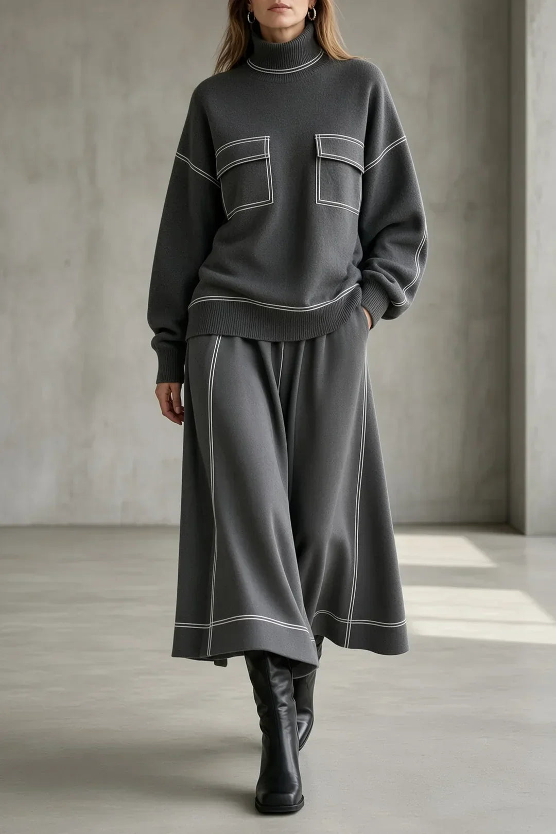 MARLI | SWEATER AND SKIRT SET WITH ROLL NECK