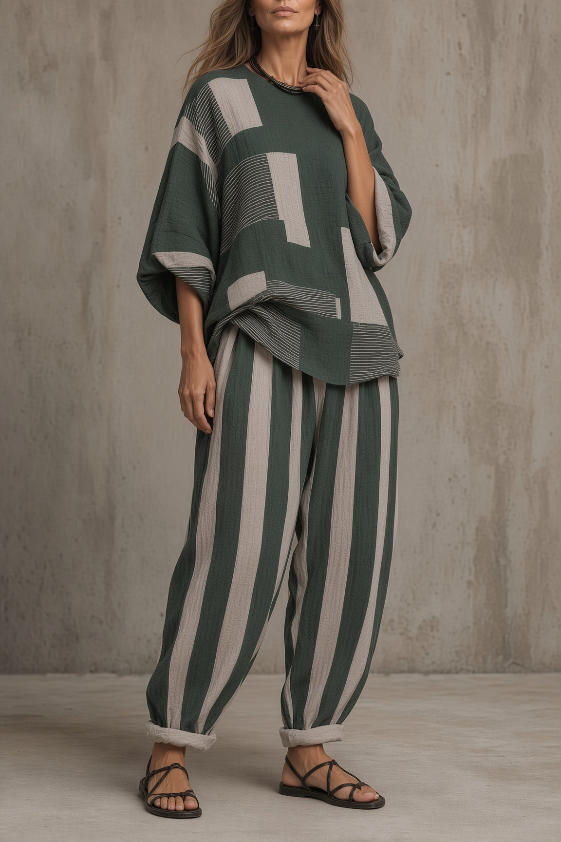 CARLA | PATCHWORK BLOUSE AND TROUSERS SET