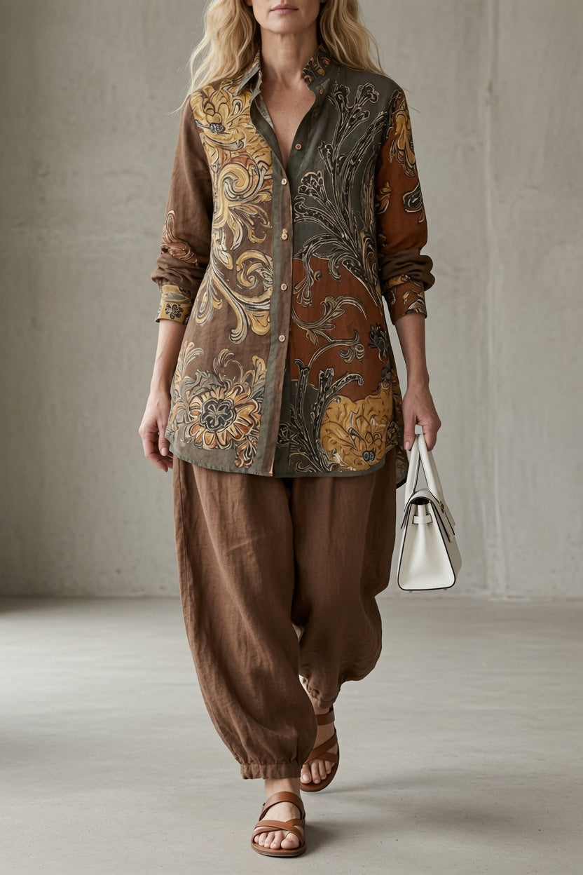 PAULA | FLORAL SHIRT AND TROUSERS SET