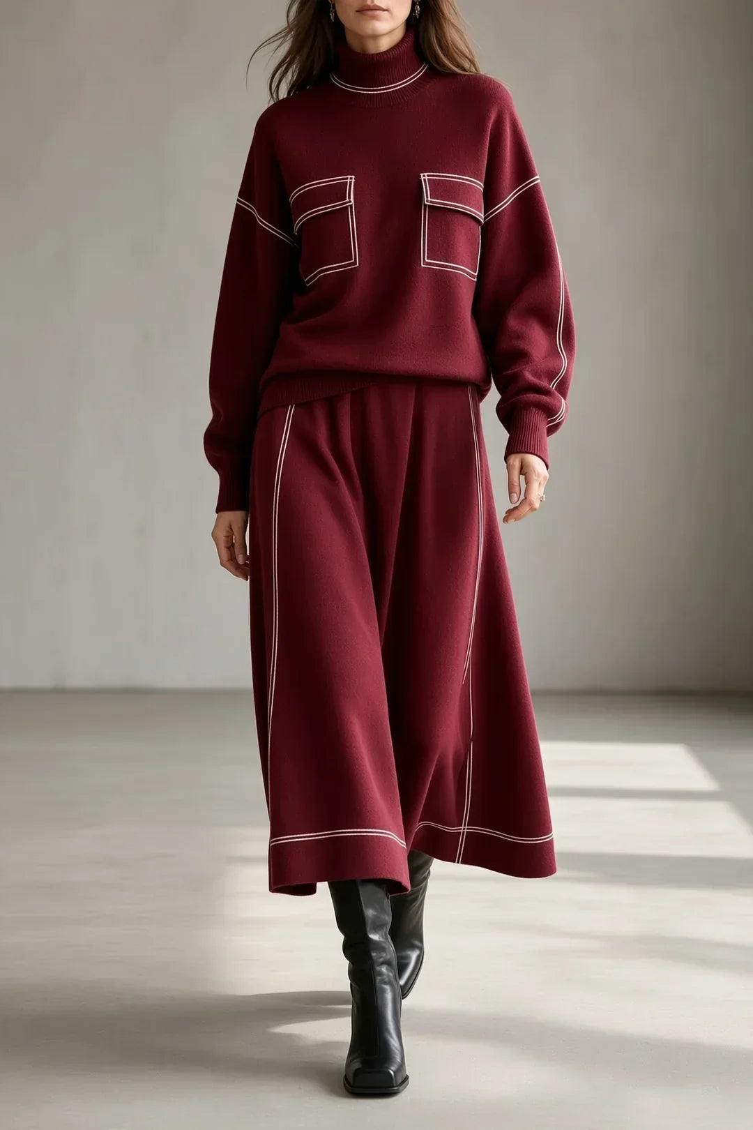 MARLI | SWEATER AND SKIRT SET WITH ROLL NECK
