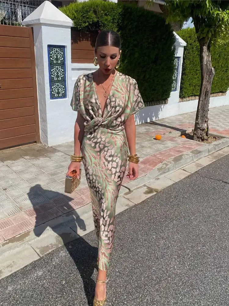 HIGINIA | COPPER PRINT MIDI DRESS