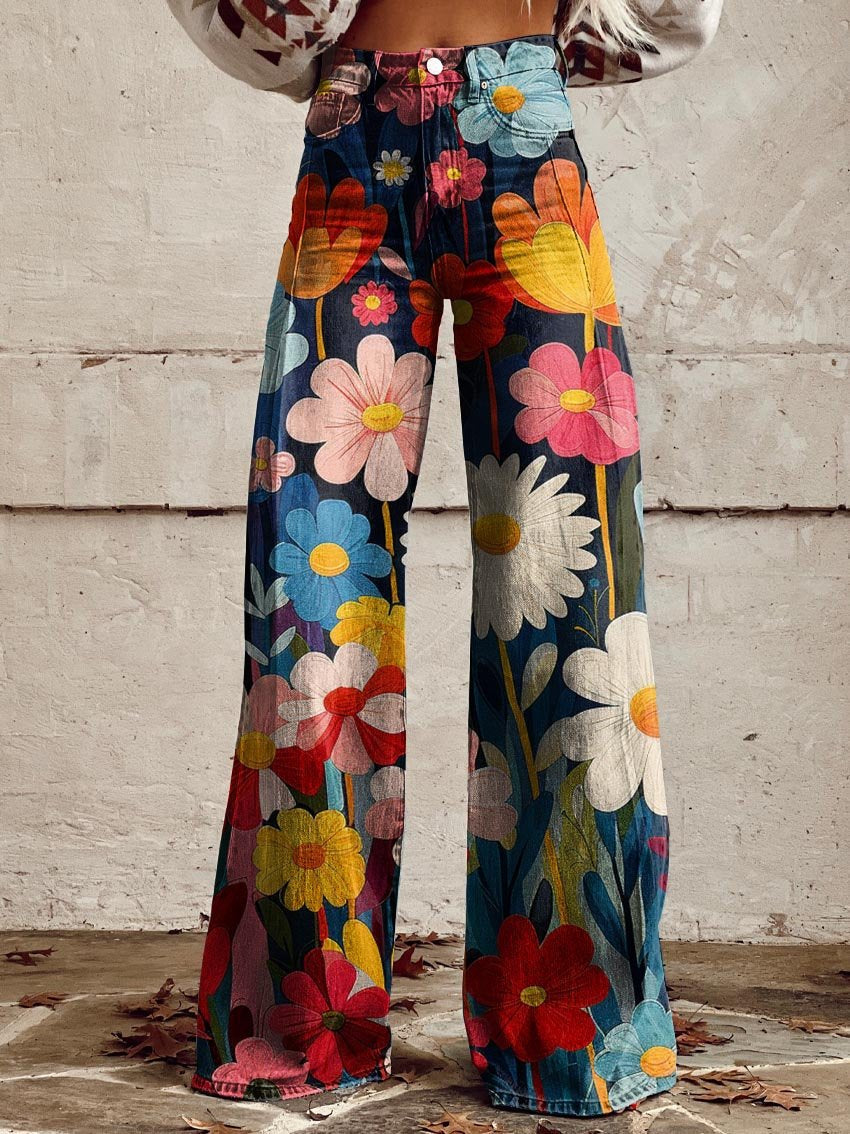 LÉNA | FLORAL WIDE LEG JEANS
