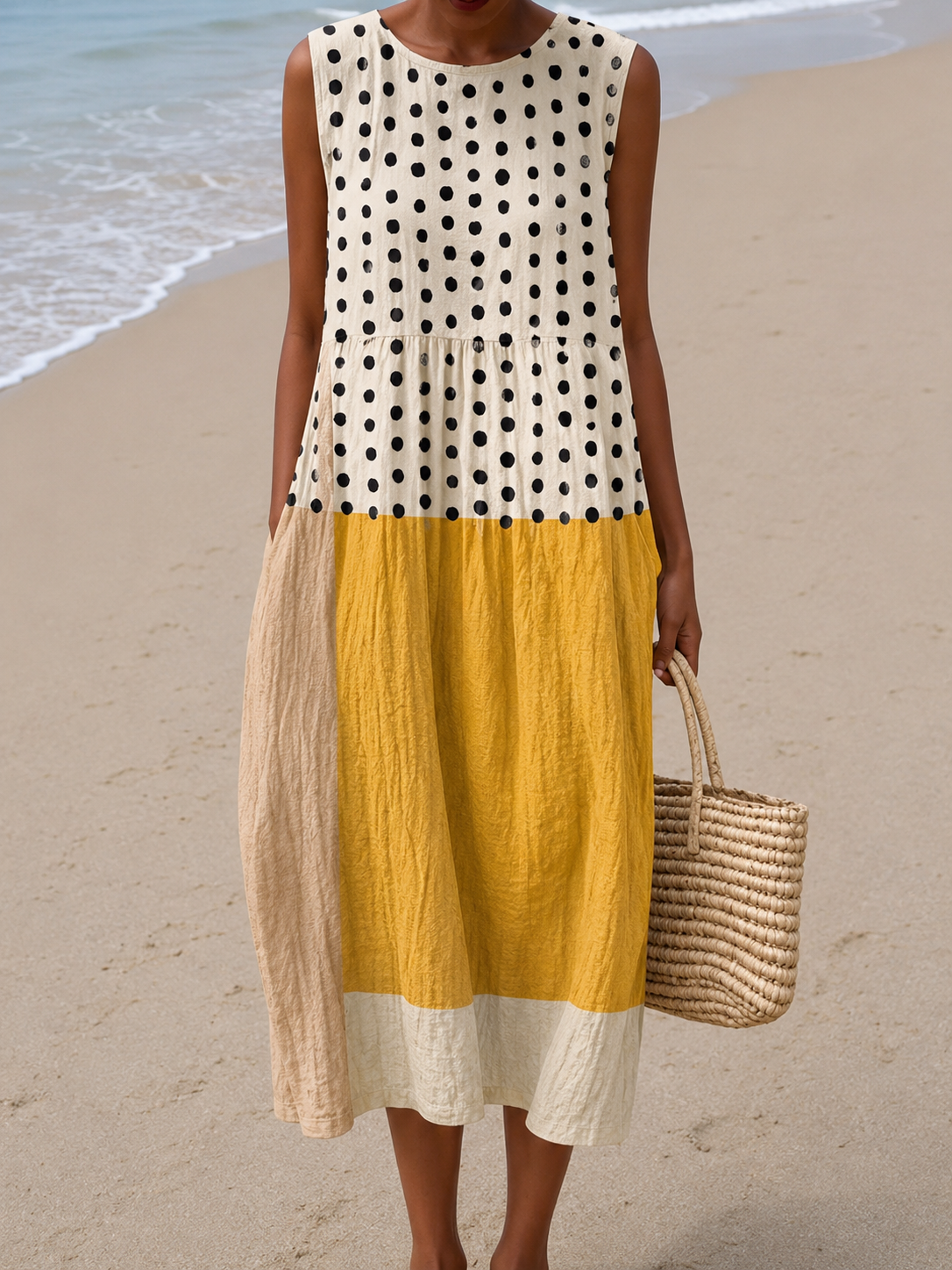 CELESTINE | POLKA DOT COLOUR-BLOCK DRESS
