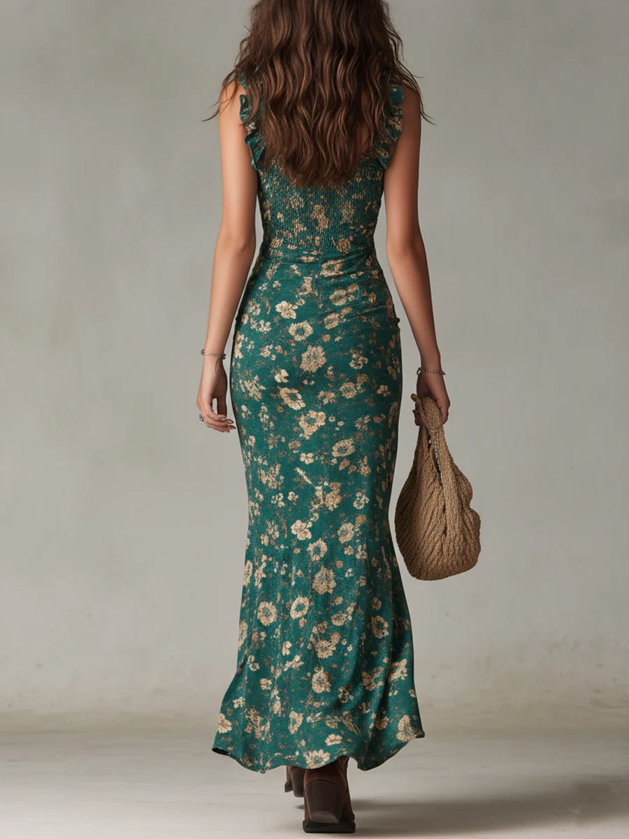 JUNIPER | GREEN BOHEMIAN PRINT MAXI DRESS