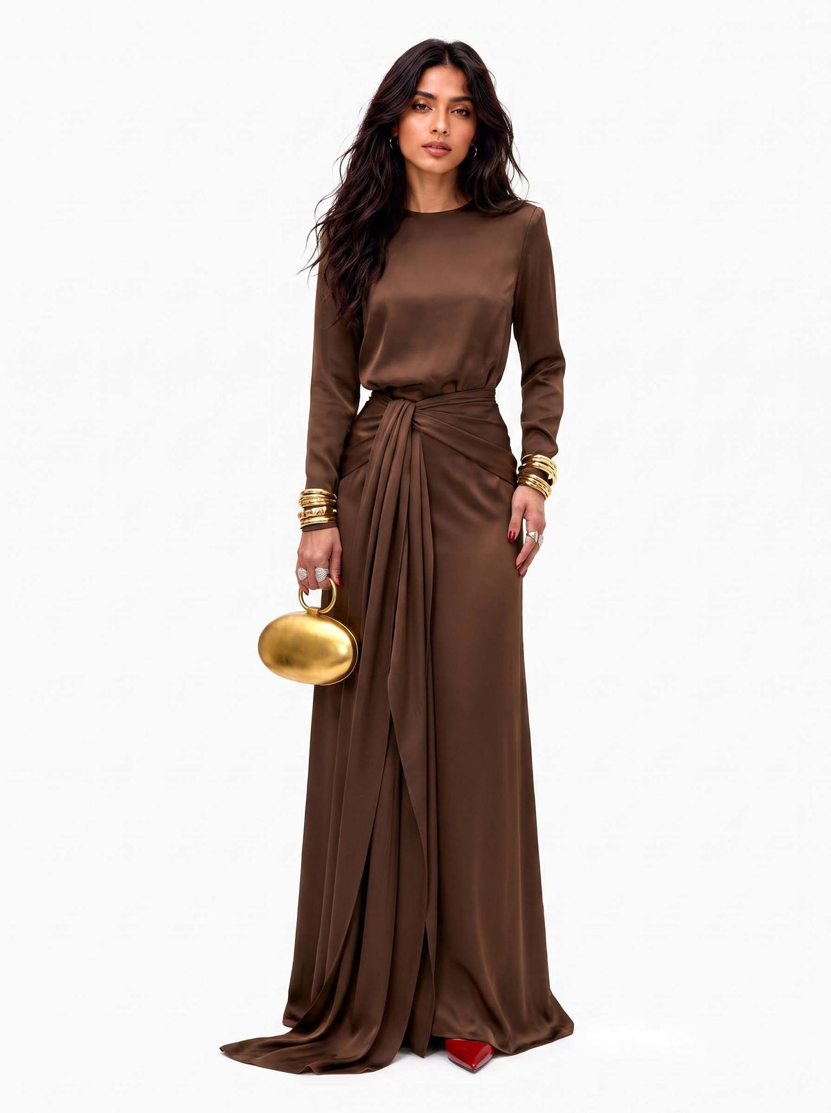 VALERIE | DRAPED SATIN MAXI DRESS