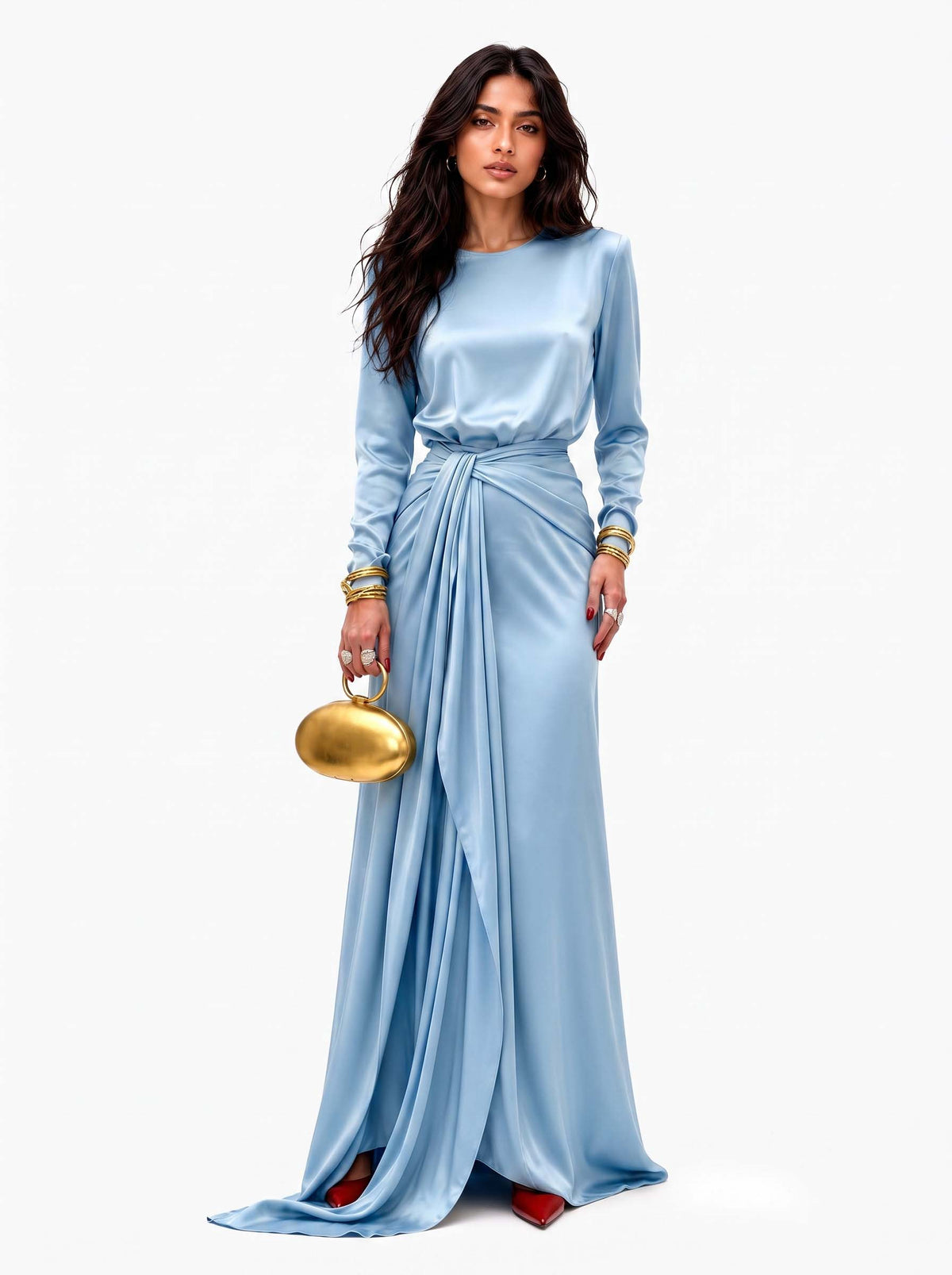 VALERIE | DRAPED SATIN MAXI DRESS
