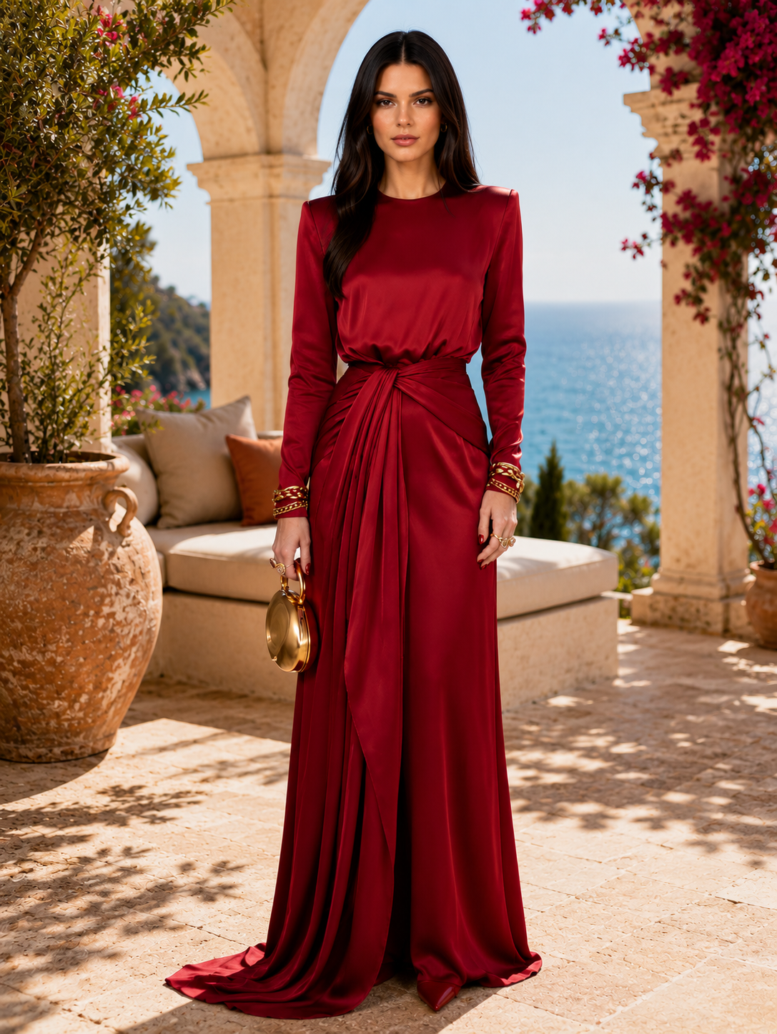 VALERIE | DRAPED SATIN MAXI DRESS